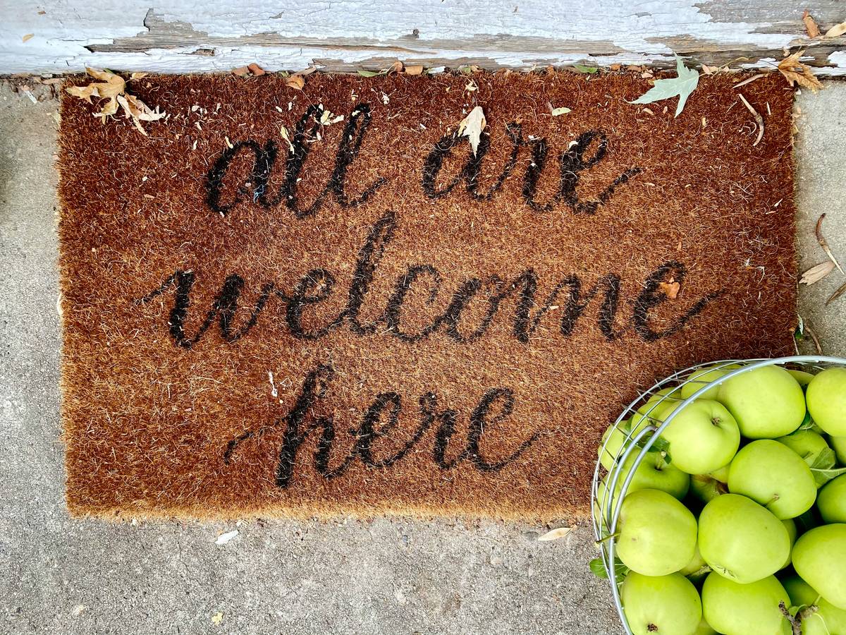 A stylish coir entryway decor doormat it s good placed on a tiled porch, effectively trapping dirt and leaves while complementing modern farmhouse decor